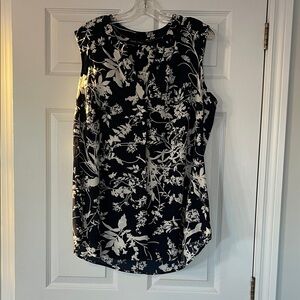 Mandy Evan’s Navy and White Floral Sleeveless Blouse